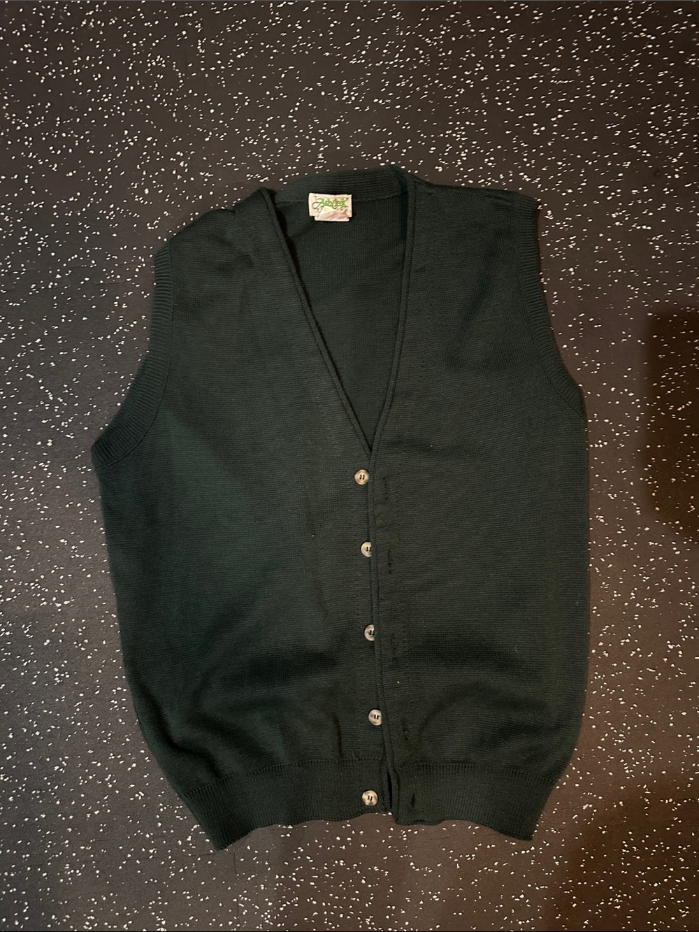 Vintage Forest Green Button-Front Knit Vest